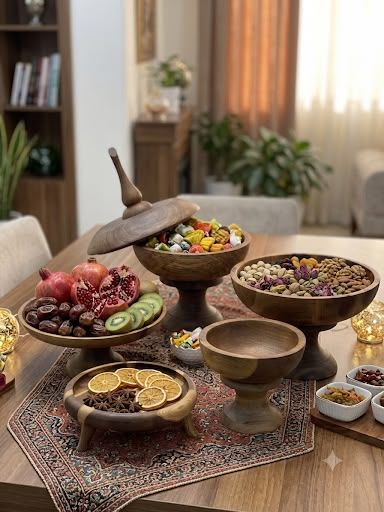 سرویس پذیرایی چوب طبیعی میوه خوری شیرینی و شکلات و آجیل خوری